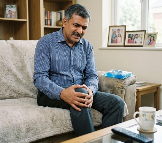 Doctor examining osteoarthritis knee patient